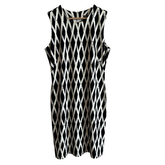 J. McLaughlin Devon Crewneck Dress Black Ivory River Cane L - Picture 2 of 8